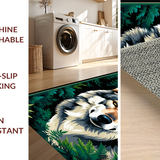 Ultra Soft Area Rug, Non Slip, Stain Resistant, Washable Area Rugs for Living Room, Bedroom, Lush Jungle Animal Illustration(Brown)