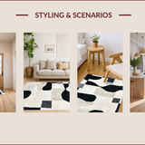 Ultra Soft Area Rug, Non Slip, Stain Resistant, Washable Area Rugs for Living Room, Bedroom, Neutral Ivory Black Carpet for Minimalist High Traffic Spaces(Black)