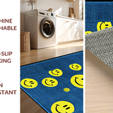 Ultra Soft Area Rug, Non Slip, Stain Resistant, Washable Area Rugs for Living Room, Bedroom, Funky Abstract Happy Design(Blue)