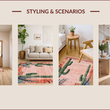 Ultra Soft Area Rug, Non Slip, Stain Resistant, Washable Area Rugs for Living Room, Bedroom, Rustic Southwest Floral Delight(Pink)