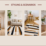 Ultra Soft Area Rug, Non Slip, Stain Resistant, Washable Area Rugs for Living Room, Bedroom, Elegant Striped Earthy Tones(Beige)