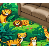 Ultra Soft Area Rug, Non Slip, Stain Resistant, Washable Area Rugs for Living Room, Bedroom, Jungle Animals Nursery Rug(Green)