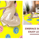 Ultra Soft Area Rug, Non Slip, Stain Resistant, Washable Area Rugs for Living Room, Bedroom, Cheerful Whimsical Emotion Design(Yellow)