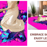 Ultra Soft Area Rug, Non Slip, Stain Resistant, Washable Area Rugs for Living Room, Bedroom, Energetic Urban Wolf Imagery(Pink)