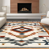 Ultra Soft Area Rug, Non Slip, Stain Resistant, Washable Area Rugs for Living Room, Bedroom, Elegant Southwest Tiled Motif(Beige)