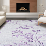 Ultra Soft Area Rug, Non Slip, Stain Resistant, Washable Area Rugs for Living Room, Bedroom, Trendy Floral Contemporary Touch(Purple)