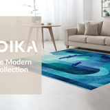 Ultra Soft Area Rug, Non Slip, Stain Resistant, Washable Area Rugs for Living Room, Bedroom, 3D Illusion Deep Sea with Nautical Whale, Dolphin, and Octopus Tentacle(Blue)