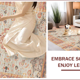 Ultra Soft Area Rug, Non Slip, Stain Resistant, Washable Area Rugs for Living Room, Bedroom, Chic Earthy Floral Aesthetic(Ivory)