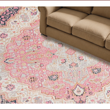 Ultra Soft Area Rug, Non Slip, Stain Resistant, Washable Area Rugs for Living Room, Bedroom, Charming Floral Boho Aesthetic(Pink)