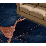 Ultra Soft Area Rug, Non Slip, Stain Resistant, Washable Area Rugs for Living Room, Bedroom, Navy Blue Marble Nursery Rug with Gold Accents(Blue)