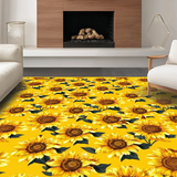Ultra Soft Area Rug, Non Slip, Stain Resistant, Washable Area Rugs for Living Room, Bedroom, Rustic Vibrant Sunflower Illustration(Yellow)