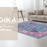 Ultra Soft Area Rug, Non Slip, Stain Resistant, Washable Area Rugs for Living Room, Bedroom, Timeless Vibrant Lattice Composition(Blue)