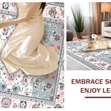 Ultra Soft Area Rug, Non Slip, Stain Resistant, Washable Area Rugs for Living Room, Bedroom, Cozy Vintage Symmetrical Visuals(White)