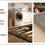 Ultra Soft Area Rug, Non Slip, Stain Resistant, Washable Area Rugs for Living Room, Bedroom, Charming Moth Graphic Accents(Black)