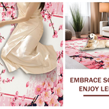 Ultra Soft Area Rug, Non Slip, Stain Resistant, Washable Area Rugs for Living Room, Bedroom, Serene White Floral Tiled Pattern(Pink)