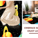 Ultra Soft Area Rug, Non Slip, Stain Resistant, Washable Area Rugs for Living Room, Bedroom, Bright Interstellar Learning Theme(Yellow)