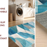 Ultra Soft Area Rug, Non Slip, Stain Resistant, Washable Area Rugs for Living Room, Bedroom, Modern Beach Vibes Area Rug with Graphic Starfish and Rippled Water Motif(Blue)