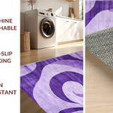 Ultra Soft Area Rug, Non Slip, Stain Resistant, Washable Area Rugs for Living Room, Bedroom, Bright Youthful Swirl Aesthetic(Purple)