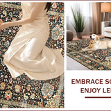 Ultra Soft Area Rug, Non Slip, Stain Resistant, Washable Area Rugs for Living Room, Bedroom, Chic Vintage Botanical Arrangement(Brown)