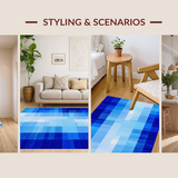 Ultra Soft Area Rug, Non Slip, Stain Resistant, Washable Area Rugs for Living Room, Bedroom, Vibrant Fluid Pattern Play(Blue)