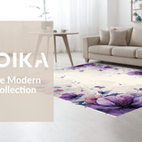 Ultra Soft Area Rug, Non Slip, Stain Resistant, Washable Area Rugs for Living Room, Bedroom, Whimsical Floral Brushstroke Creation(Purple)