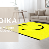 Ultra Soft Area Rug, Non Slip, Stain Resistant, Washable Area Rugs for Living Room, Bedroom, Vivid Retro Smiley Aesthetic(Yellow)