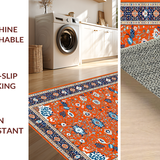 Ultra Soft Area Rug, Non Slip, Stain Resistant, Washable Area Rugs for Living Room, Bedroom, Colorful Cozy Retro Pattern(Orange)