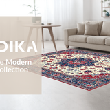 Ultra Soft Area Rug, Non Slip, Stain Resistant, Washable Area Rugs for Living Room, Bedroom, Rustic Vintage Patterned Round Design(White)