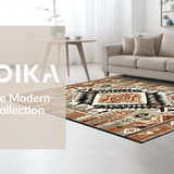 Ultra Soft Area Rug, Non Slip, Stain Resistant, Washable Area Rugs for Living Room, Bedroom, Tribal Textured Earthy Palette(Brown)