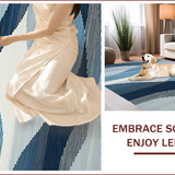 Ultra Soft Area Rug, Non Slip, Stain Resistant, Washable Area Rugs for Living Room, Bedroom, Modern Abstract Grey and Blue Fusion(Blue)