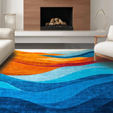 Ultra Soft Area Rug, Non Slip, Stain Resistant, Washable Area Rugs for Living Room, Bedroom, Vibrant Abstract Geometric Theme(Orange)