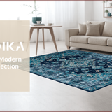 Ultra Soft Area Rug, Non Slip, Stain Resistant, Washable Area Rugs for Living Room, Bedroom, Sophisticated Coastal Abstract Motif(Blue)