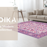 Ultra Soft Area Rug, Non Slip, Stain Resistant, Washable Area Rugs for Living Room, Bedroom, Serene Minimalist Botanical Outline(Pink)