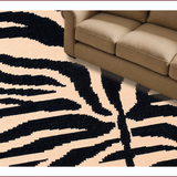 Ultra Soft Area Rug, Non Slip, Stain Resistant, Washable Area Rugs for Living Room, Bedroom, Modern Zebra Print Entryway Runner Rug Black Peach(Beige)