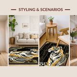 Ultra Soft Area Rug, Non Slip, Stain Resistant, Washable Area Rugs for Living Room, Bedroom, Earthy Animal Print Aesthetic(Gold)