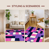 Ultra Soft Area Rug, Non Slip, Stain Resistant, Washable Area Rugs for Living Room, Bedroom, Modern Abstract Circular Patterns(Purple)