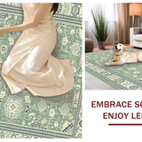 Ultra Soft Area Rug, Non Slip, Stain Resistant, Washable Area Rugs for Living Room, Bedroom, Rustic Soft Sage Floral Design(Green)