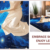 Ultra Soft Area Rug, Non Slip, Stain Resistant, Washable Area Rugs for Living Room, Bedroom, Abstract Galaxy Living Room Non-Slip Space Rug(Blue)