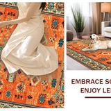 Ultra Soft Area Rug, Non Slip, Stain Resistant, Washable Area Rugs for Living Room, Bedroom, Lively Orange Tiled Motif(Orange)