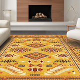 Ultra Soft Area Rug, Non Slip, Stain Resistant, Washable Area Rugs for Living Room, Bedroom, Charming Crochet Detail Accent(Yellow)