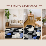 Ultra Soft Area Rug, Non Slip, Stain Resistant, Washable Area Rugs for Living Room, Bedroom, Sophisticated Black and White Aesthetic(Black)