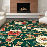 Ultra Soft Area Rug, Non Slip, Stain Resistant, Washable Area Rugs for Living Room, Bedroom, Artistic Leafy Botanical Fusion(Green)