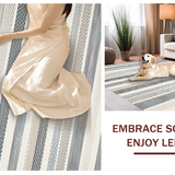 Ultra Soft Area Rug, Non Slip, Stain Resistant, Washable Area Rugs for Living Room, Bedroom, Artful Transitional Cream Stripes(Gray)