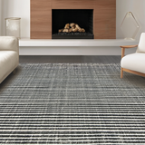 Ultra Soft Area Rug, Non Slip, Stain Resistant, Washable Area Rugs for Living Room, Bedroom, KaHouen Accent Stripe Carpet(Black)