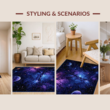 Ultra Soft Area Rug, Non Slip, Stain Resistant, Washable Area Rugs for Living Room, Bedroom, Radiant Planetary Color Splash(Blue)