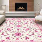 Ultra Soft Area Rug, Non Slip, Stain Resistant, Washable Area Rugs for Living Room, Bedroom, Delicate Floral Silhouette Display(White)