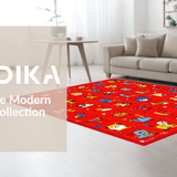 Ultra Soft Area Rug, Non Slip, Stain Resistant, Washable Area Rugs for Living Room, Bedroom, Interactive Colorful Animal Scene(Red)