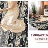 Ultra Soft Area Rug, Non Slip, Stain Resistant, Washable Area Rugs for Living Room, Bedroom, Dynamic Boho Wave Pattern(Black)