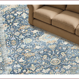 Ultra Soft Area Rug, Non Slip, Stain Resistant, Washable Area Rugs for Living Room, Bedroom, Elegant Gray Damask Motif(Blue)