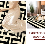 Ultra Soft Area Rug, Non Slip, Stain Resistant, Washable Area Rugs for Living Room, Bedroom, Contemporary Linear Geometric Motif(Beige)